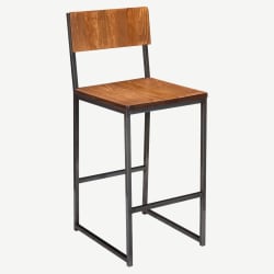Industrial Series Metal Bar Stool with Wood Back and Seat