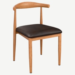 Wood Grain Metal Chair in Natural Finish with Padded Seat 