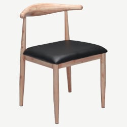 Wood Grain Metal Chair in Natural Finish with Black Vinyl Seat