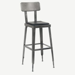 Laurie Bistro-Style Metal Bar Stool in Dark Grey Finish