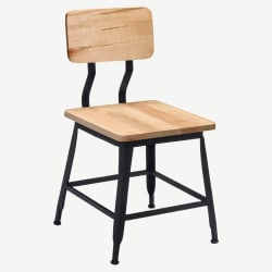 Massello Industrial Series Black Metal Chair with Wood Back