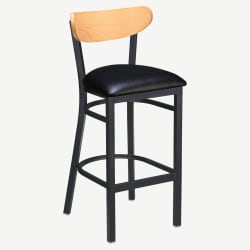Curvy Metal Bar Stool with Wood Back