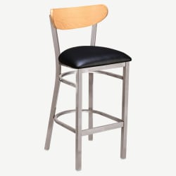 Curvy Bar Stool in Clear Coat with Wood Back