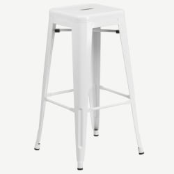White Backless Bistro Style Bar Stool