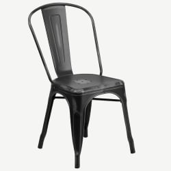 Distressed Black Bistro Style Metal Chair