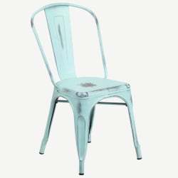 Distressed Ice Blue Bistro Style Chair