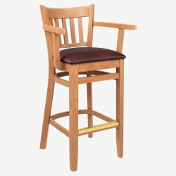 Premium US Made Vertical Slat Wood Bar Stool With Arms