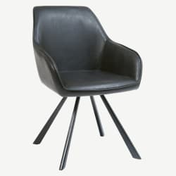 Lounge Metal Arm Chair with Black Vinyl Upholstery