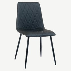 Lars Padded Metal Chair with Black Vinyl Upholstery