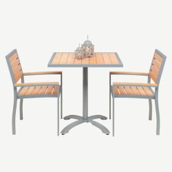 Set of 2 Grey Aluminum Arm Chairs with Table