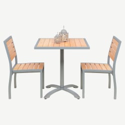 Set of 2 Grey Aluminum Side Chairs with Table