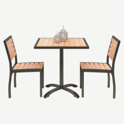 Set of 2 Black Aluminum Patio Chairs with Table