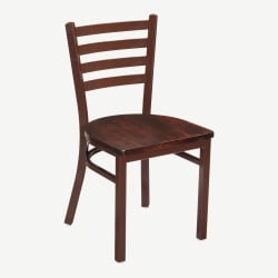 Ladder Back Metal Chair With Brown Finish