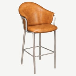 Kova Metal Bar Stool with Arms in Clear Coat
