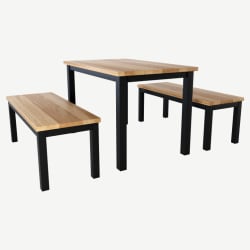 Ottis Set of 2 Benches and Solid Wood Table 	 	 	 	 	 	