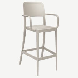 Parker Solid Back Outdoor Resin Bar Stool with Arms