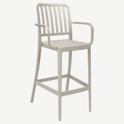 Miles Slat Back Outdoor Resin Bar Stool with Arms
