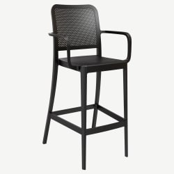 Rowan Perforated Outdoor Resin Bar Stool with Arms