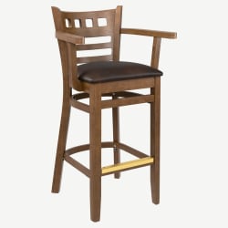 Premium US Made American Back Wood Bar Stool with Arms