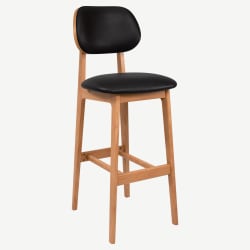 Gisselle Wood Bar Stool with Padded Back