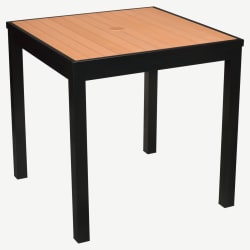 Aluminum Outdoor Table in Black Finish and Faux Teak