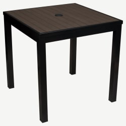 Aluminum Outdoor Table in Black Finish and Dark Walnut Faux Teak