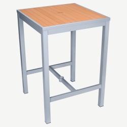 Aluminum Outdoor Bar Table in Gray Finish and Faux Teak