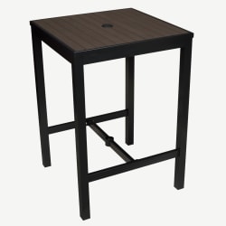 Aluminum Outdoor Bar Table in Black Finish and Dark Walnut Faux Teak