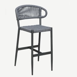 Marina Aluminum Outdoor Bar Stool in Glacier Gray Rope