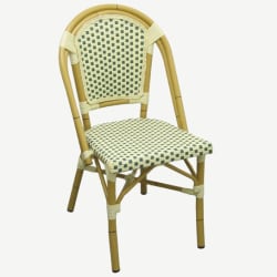 Aluminum Bamboo Patio Chair with Green & White Rattan