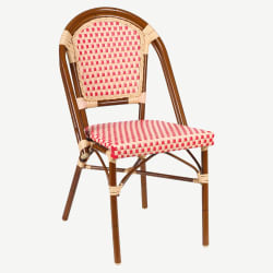 Aluminum Bamboo Chair With Red & Cream Rattan
