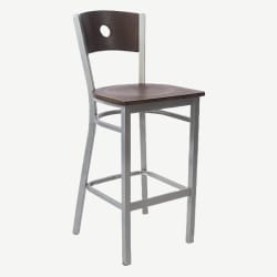 Silver Metal Bar Stool with a Circled Back