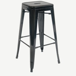 Bistro Style Metal Backless Bar Stool in Black Finish