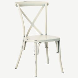 Stackable Metal X-Back Chair in White Finish