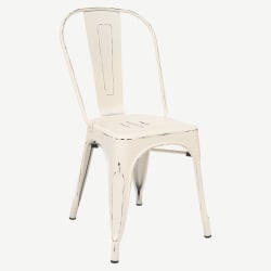 Bistro Style Metal Chair in Distressed White Finish