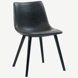 Vintage Style Metal Chair with Black Padded Seat and Back