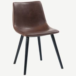 Vintage Style Metal Chair with Brown Padded Seat and Back