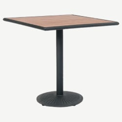 Natural Finish Faux Teak Top with Metal Base