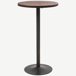 Round Industrial Series Bar Height Table with Metal Base and Wood Top