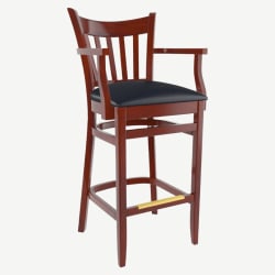 Premium US Made Vertical Slat Wood Bar Stool With Arms