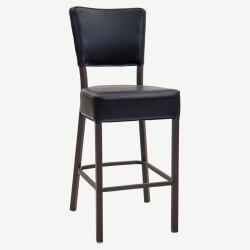 Brown Metal Bar Stool With Vinyl Padded Back and Seat