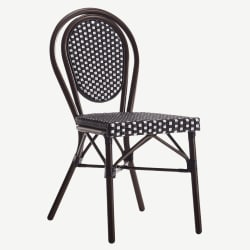 Aluminum Patio Chair in Brown Finish and Black and White Rattan