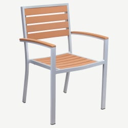 Heavy Duty Aluminum Patio Arm Chair with Faux Teak