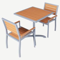 Set of Grey Heavy Duty Aluminum Armchairs with Table