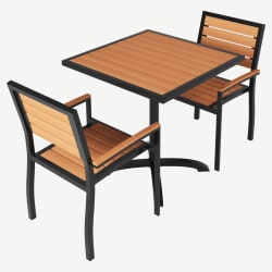 Set of Black Heavy Duty Aluminum Armchairs with Table