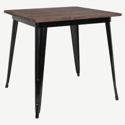 Industrial Black Restaurant Table with Dark Walnut Wood Top