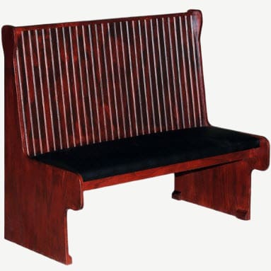 Wood Bench with Padded Seat & Bead Board Back