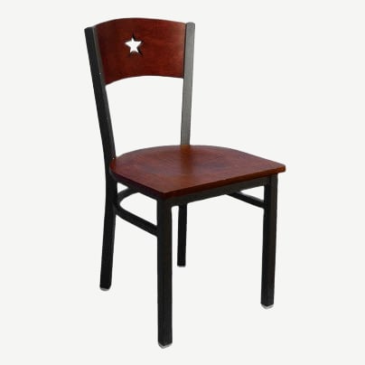Interchangeable Back Metal Chair with a Star in the Back Interior