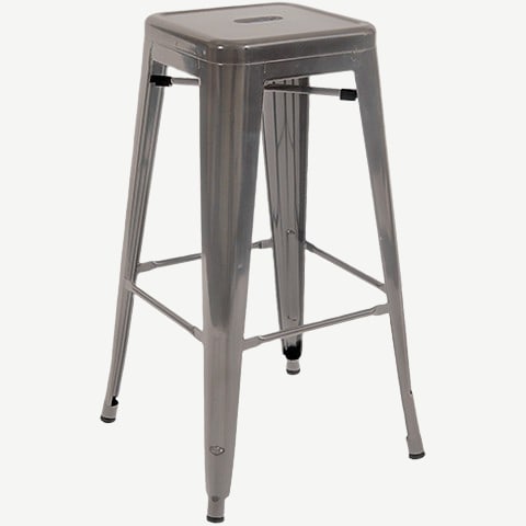 Bistro Style Metal Backless Bar Stool in Clear Finish Interior
