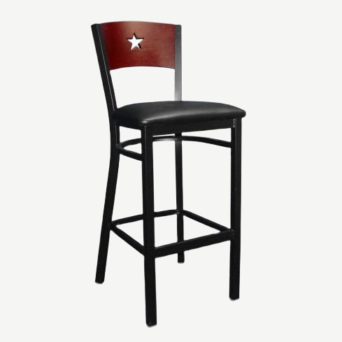 Interchangeable Back Metal Bar Stool with a Star in the Back Interior
